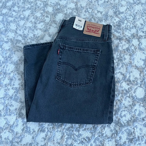 NWT Levi's Denim Cotton Blend Midi Skirt with Side Slit, Black, Size 31 - Picture 14 of 14